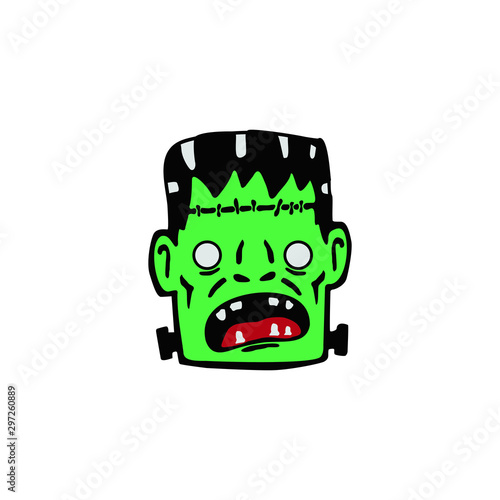 frankenstein head funny carrtoon vector Isolated on white background Helloween theme