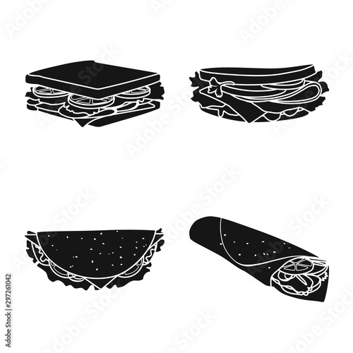 Vector design of breakfast and ingredient icon. Set of breakfast and sandwich stock vector illustration.