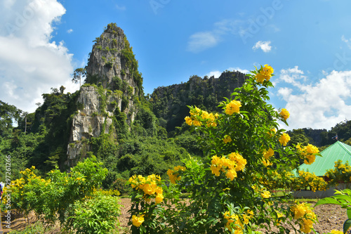 Limestone mountains and beautiful flower accommodations