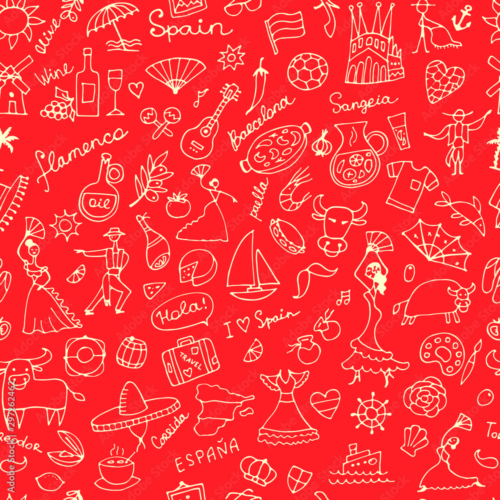 Spain, seamless pattern for your design Spain, seamless pattern for your design