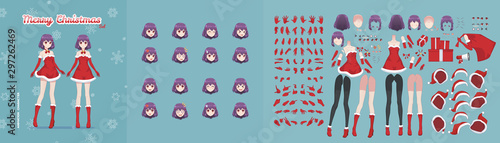Anime manga girl christmas character animation kit