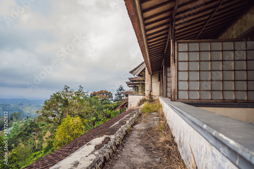 Abandoned and mysterious hotel in Bedugul. Indonesia, Bali Island