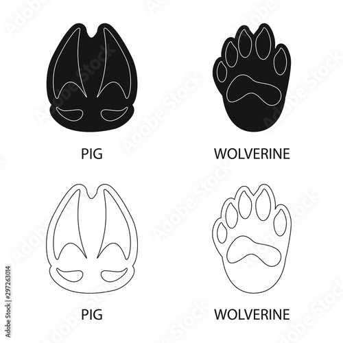 Isolated object of step and walk sign. Collection of step and fauna stock vector illustration.