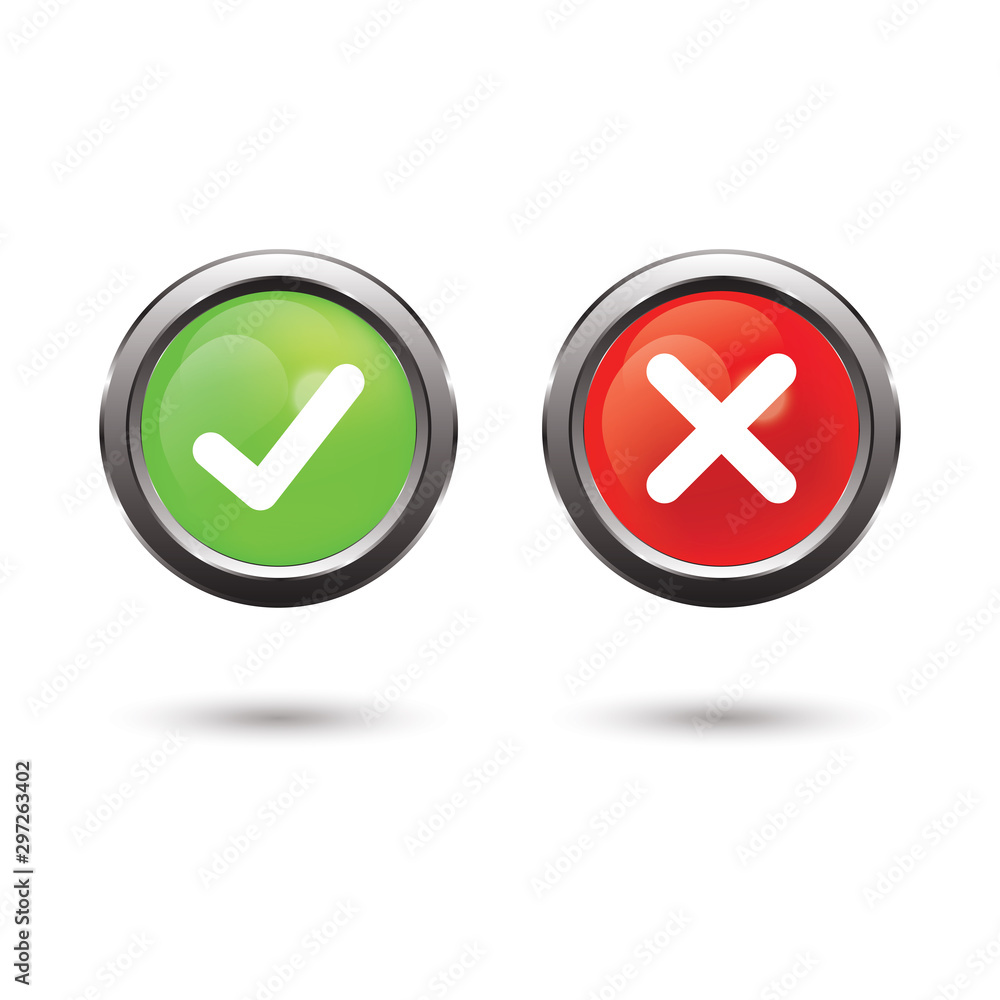 Check box list icons true and false set, green and red isolated on transparent background. Check box list icons true and false set, green and red isolated on transparent background.