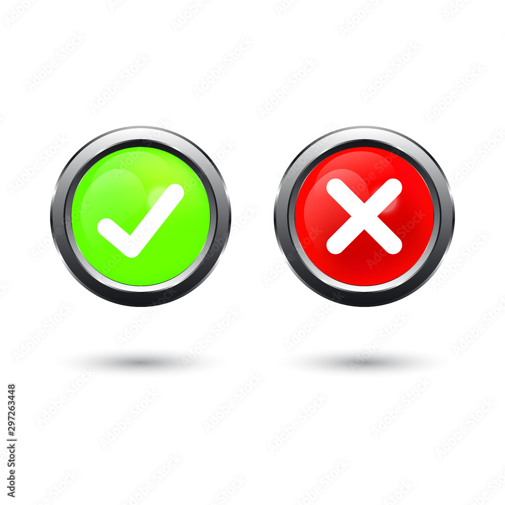 Check box list icons true and false set, green and red isolated on transparent background. Check box list icons true and false set, green and red isolated on transparent background.