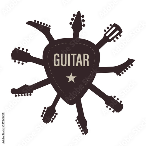 Vector logo guitar black silhouettes. Isolated on white background.