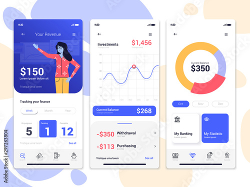 Flat Design App screens - Finance