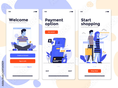 Flat Design App screens - Online Shopping