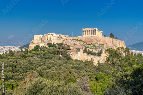 the Parthenon Temple in Acropolis of Athens at sunset, Athens, Greece.