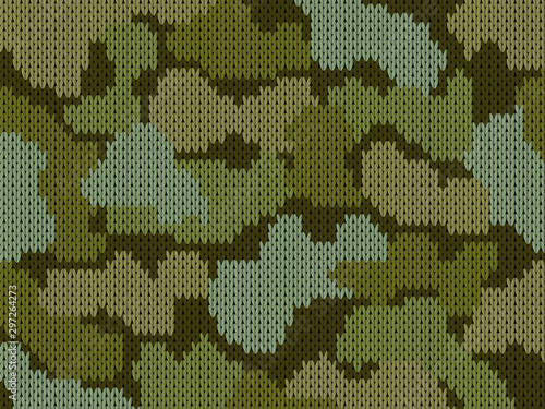 Military decorative knitting camouflage. Khaki pattern. Greeting card. Vector illustration