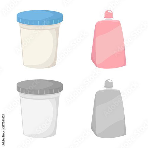 Vector illustration of organic and lactose icon. Set of organic and farm stock symbol for web.