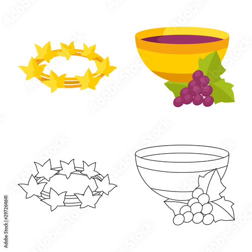 Vector design of deity and antique symbol. Set of deity and myths vector icon for stock.