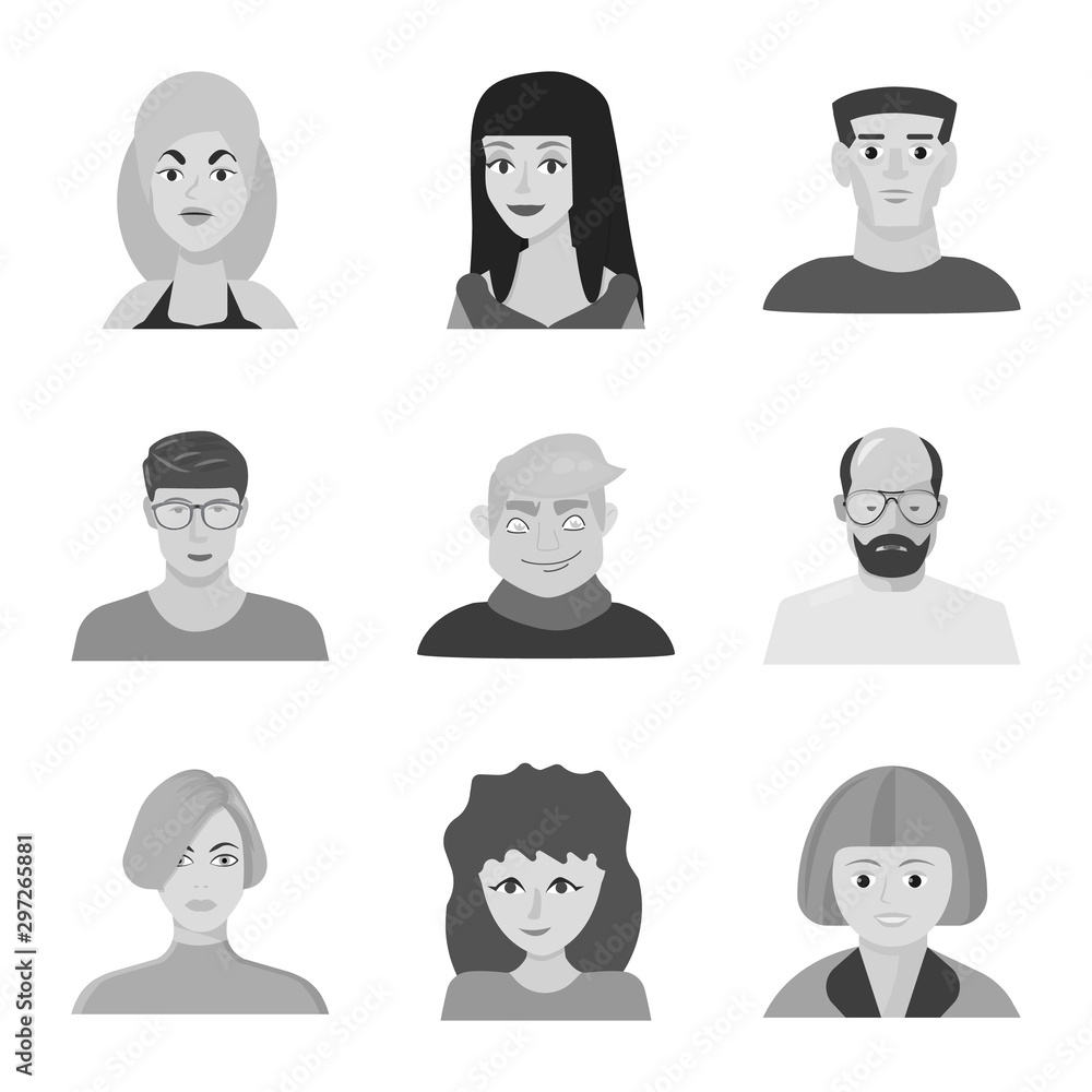 Vector illustration of avatar and creative symbol. Set of avatar and person vector icon for stock. Vector illustration of avatar and creative symbol. Set of avatar and person vector icon for stock.