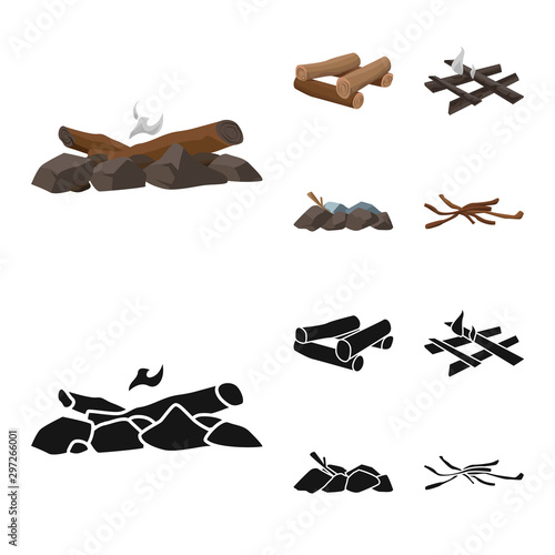 Isolated object of material and logging symbol. Collection of material and forestry stock vector illustration.