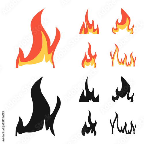 Vector illustration of bright and dangerous sign. Collection of bright and wildfire stock symbol for web.