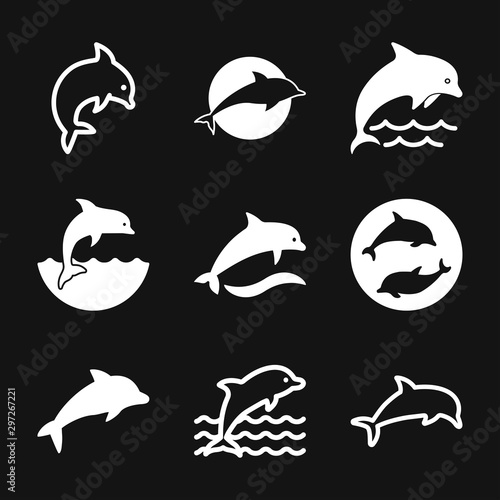 Dolphin icon, aquatic mammal vector icon for animal apps and websites