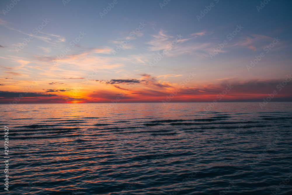 sunset over the sea, dramatic sunset