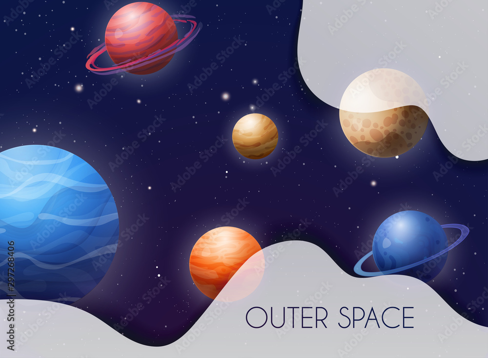 Space background with planets solar system. Vector illustration.