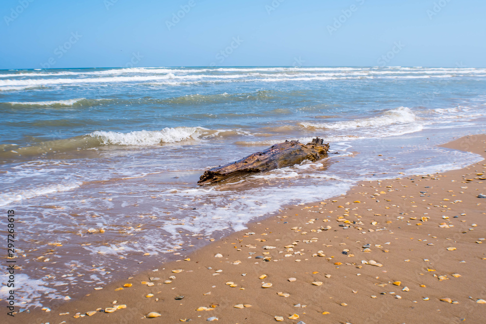 A beautiful soft and fine sandy beach along the gulf coast of South Padre Island, Texas A beautiful soft and fine sandy beach along the gulf coast of South Padre Island, Texas