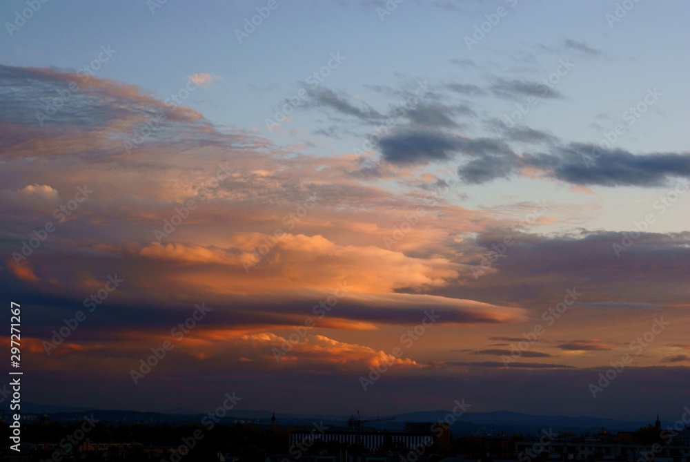 cloudy sky at evening and sunset