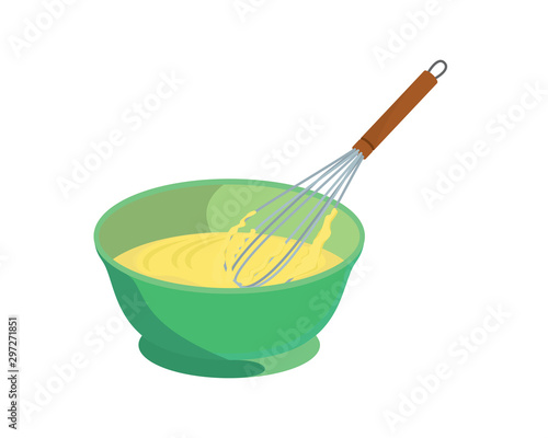 Detailed Whisk or Egg Beater in the Dough Illustration