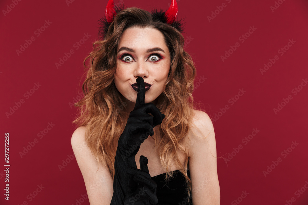 Fototapeta premium Demon in carnival costume isolated