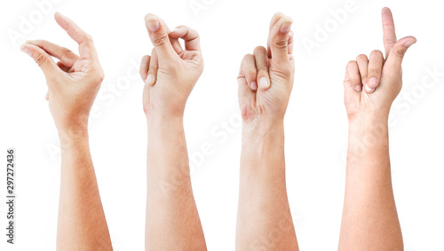 Foto GROUP of Male asian hand gestures isolated over the white background