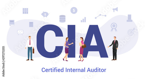 cia certified internal author concept with big word or text and team people with modern flat style - vector