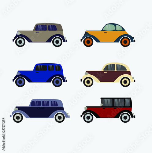 Set of retro cars.