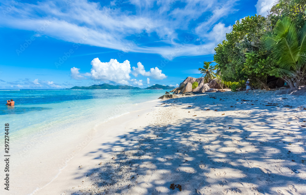 Fototapeta premium Seychelles, la Digue, anse Source d’argent 