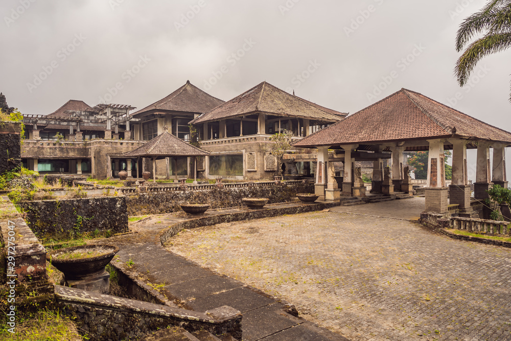 Abandoned and mysterious hotel in Bedugul. Indonesia, Bali Island
