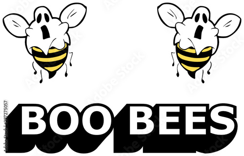 Boo Bees - Halloween vector illustration of two funny bees as a spook - useful for t shirt design