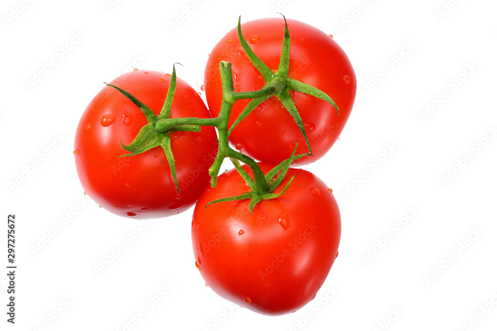 fresh tomatoes isolated on white background. top view