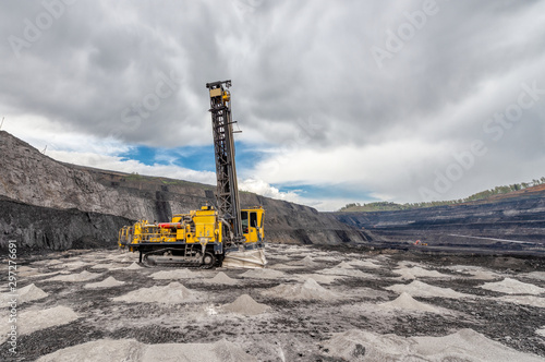 View of a large quarry for the extraction of limestone and coal.