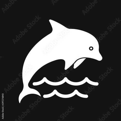 Dolphin icon, aquatic mammal vector icon for animal apps and websites