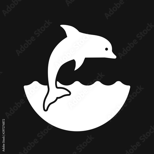 Dolphin icon, aquatic mammal vector icon for animal apps and websites