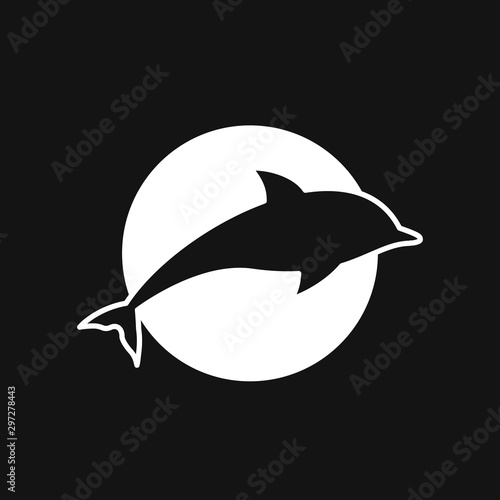 Dolphin icon, aquatic mammal vector icon for animal apps and websites