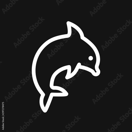 Dolphin icon, aquatic mammal vector icon for animal apps and websites