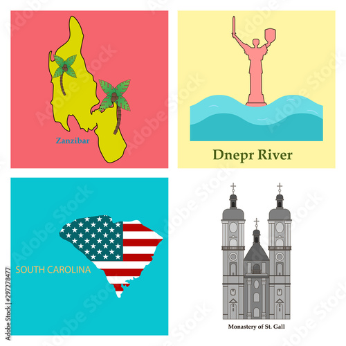 Set of world sights