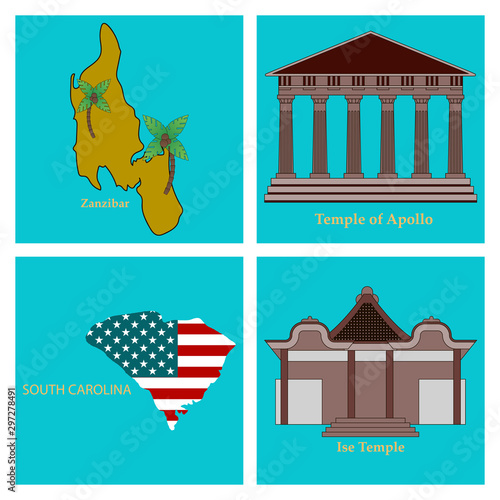 Set of world sights