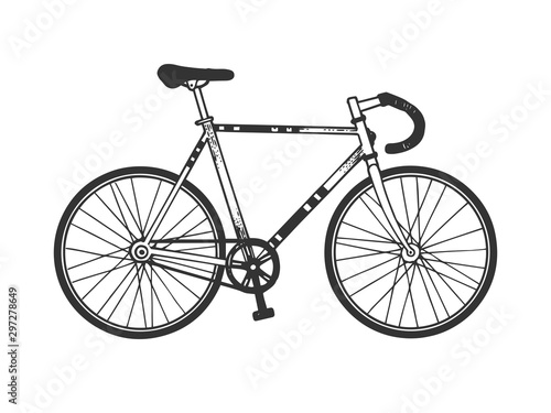 Track bike sport bicycle sketch engraving vector illustration. T-shirt apparel print design. Scratch board style imitation. Hand drawn image.