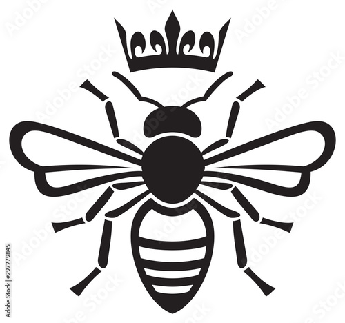 bee queen with crown vector illustration
