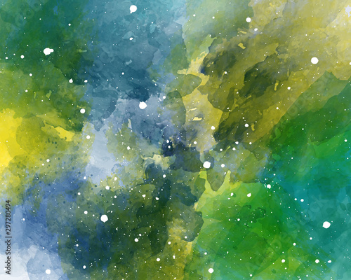 Vector watercolor space background. Starry sky watercolor texture.