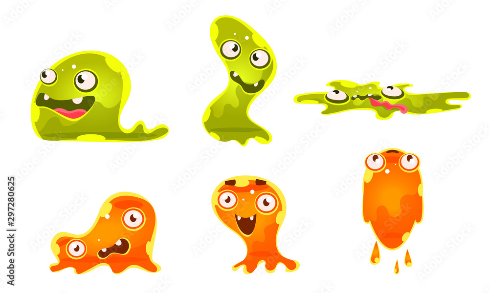 Cute Jelly Monsters Set, Funny Slimy Cartoon Character with Various Emotions Vector Illustration Cute Jelly Monsters Set, Funny Slimy Cartoon Character with Various Emotions Vector Illustration