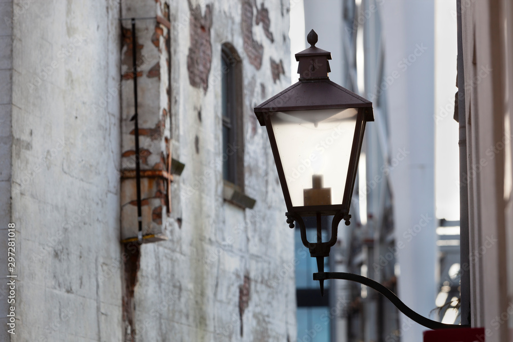 Streetlamp in historical neighborhood in Dordrecht