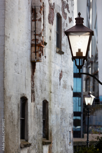 Streetlamps in historical neighborhood in Dordrecht