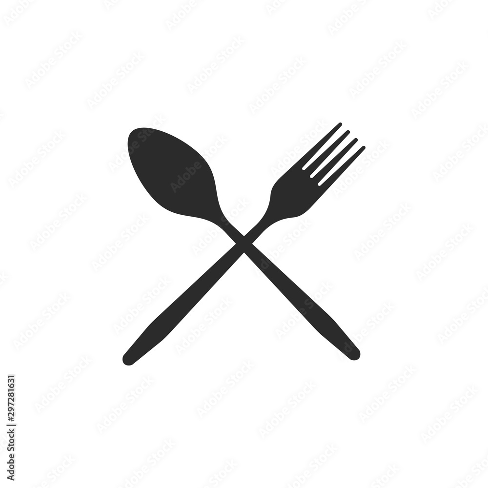 Cutlery. Crossed spoon and fork black icons on a white background. Cutlery. Crossed spoon and fork black icons on a white background.