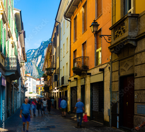 Typical street of Italian city of Lecco