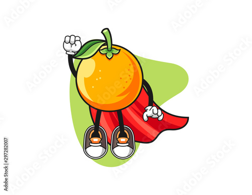 Orange super hero cartoon. Mascot Character vector.