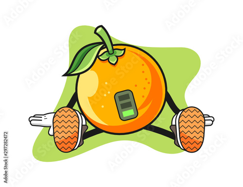 Orange tired cartoon. Mascot Character vector.